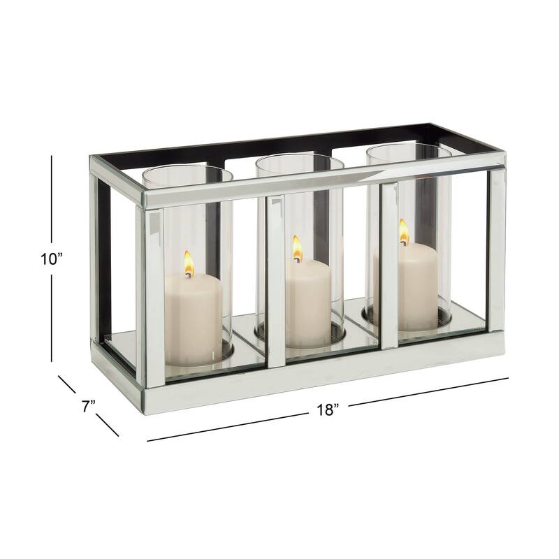 Glass Pillar Candle Holder with Floating Crystals