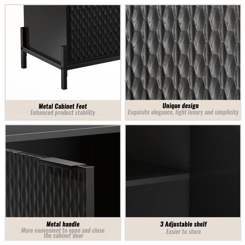 Modern Black High Gloss 2-Door Cabinet