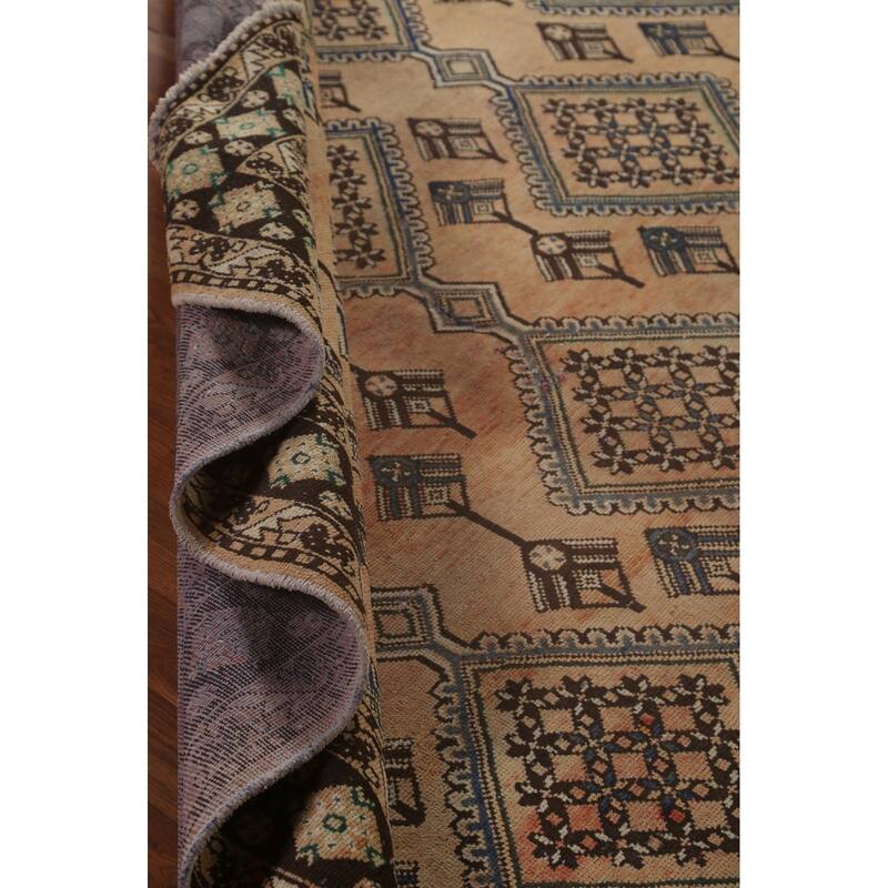 Geometric Bakhtiari Persian Vintage Rug Hand-Knotted Wool Carpet - 6'10"x 9'5"