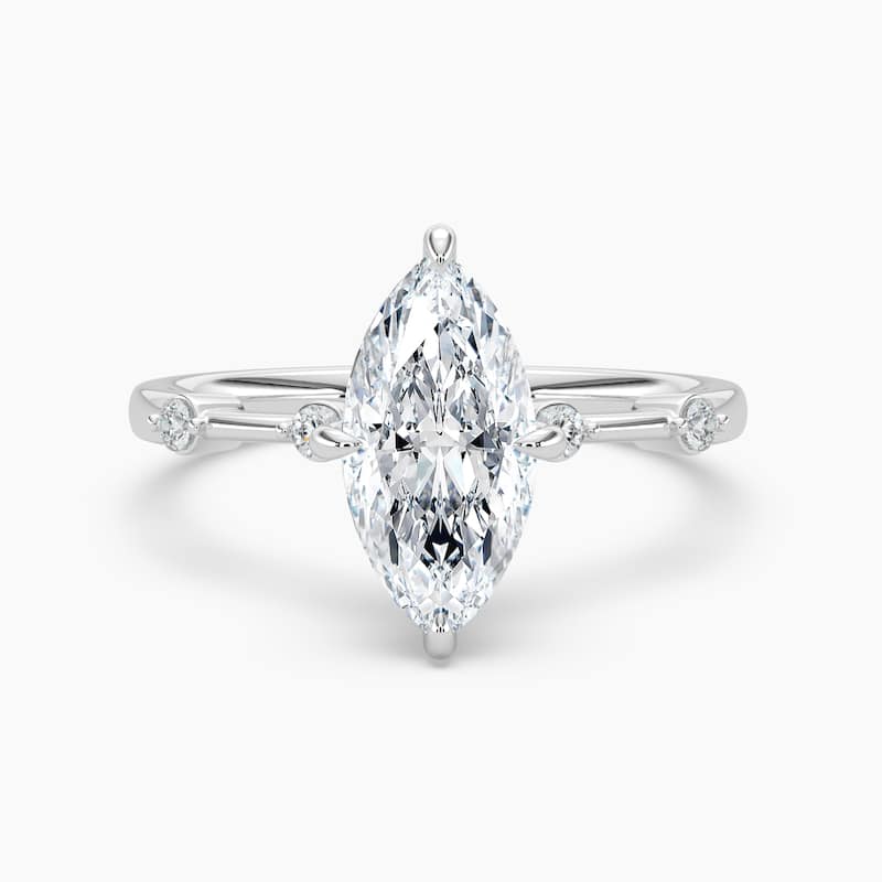 Auriya 14k Gold Petite Diamond Station Marquise Lab Grown Hidden Halo Engagement Ring 1.00 to 5.00 ct. tw.(F-G, VS) - 8 - 1.75 carats - White