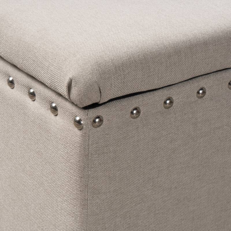 Tatiana Contemporary Fabric Storage Ottoman with Nailhead Trim by Christopher Knight Home