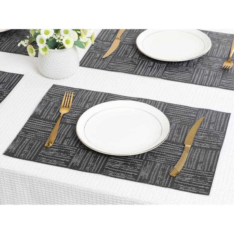 Set of 6 Placemats, Vinyl Placemats for Kitchen Dining Table Decor Washable Heat Resistant Table Placemats Wipeable Table Mat