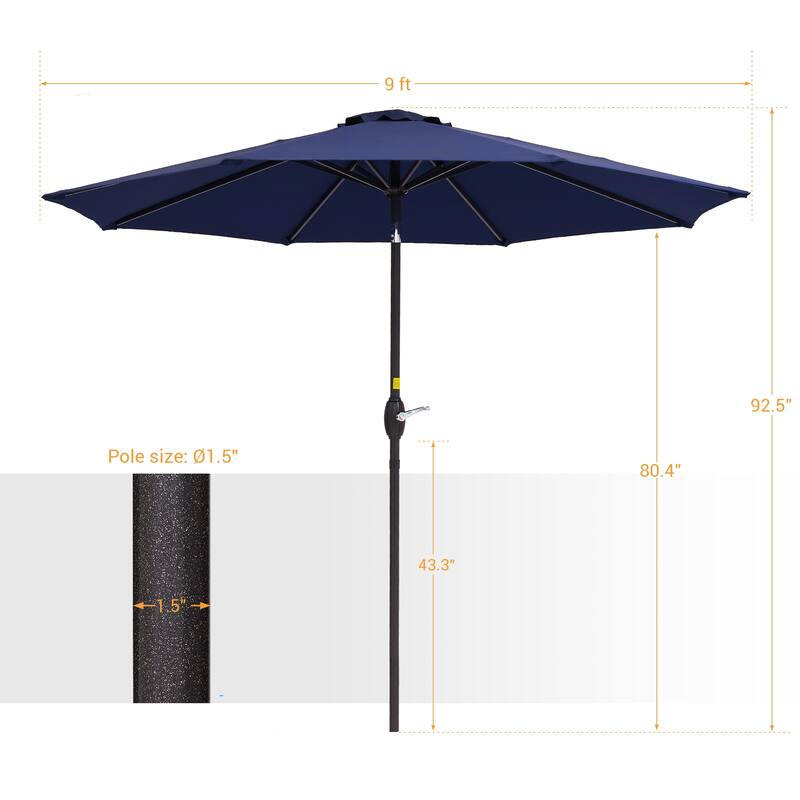 BONOSUKI 9ft Patio Umbrella,Outside Deck Table Umbrella,w/Tilt Crank