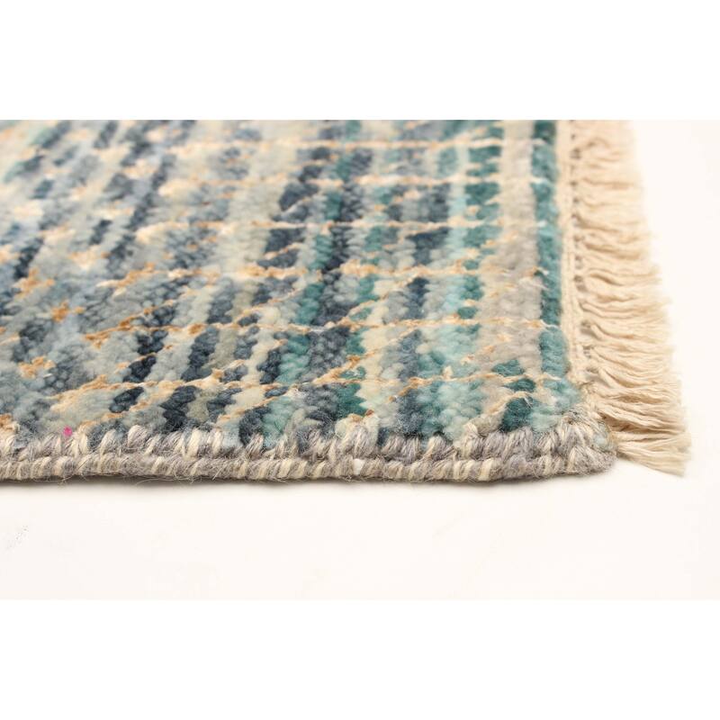 ECARPETGALLERY Hand-knotted Silk Shadow Green Viscose, Wool Rug - 3'11 x 6'0