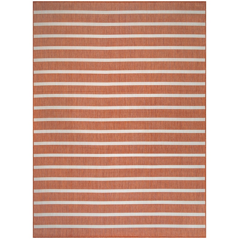 Nourison Positano Indoor/Outdoor Striped Area Rug. - 8' x 10' - Terracotta/Ivory