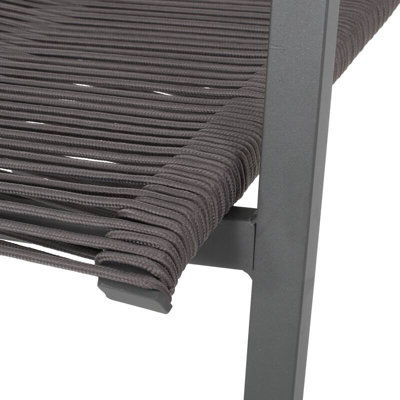 Outdoor Modern Set of 2 Dining Chairs with Rope-Woven Seats Aluminum Frame, Suitable for Dining Room Living Room Balcony Patio