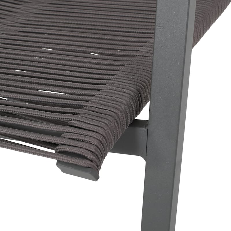 Roomfitters Outdoor Modern Aluminum Dining Chair with Stylish Rope Seat, Set of 2, Durable and Comfortable Design