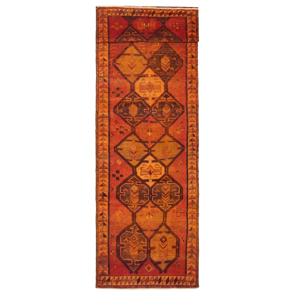 ECARPETGALLERY Hand-knotted Melis Vintage Dark Copper Wool Rug - 4'2 x 13'11