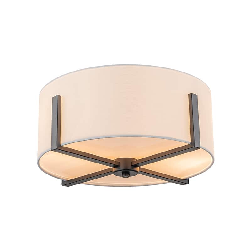 16.9''W 2-Light Drum Semi-flush Mount With White Fabric Shade