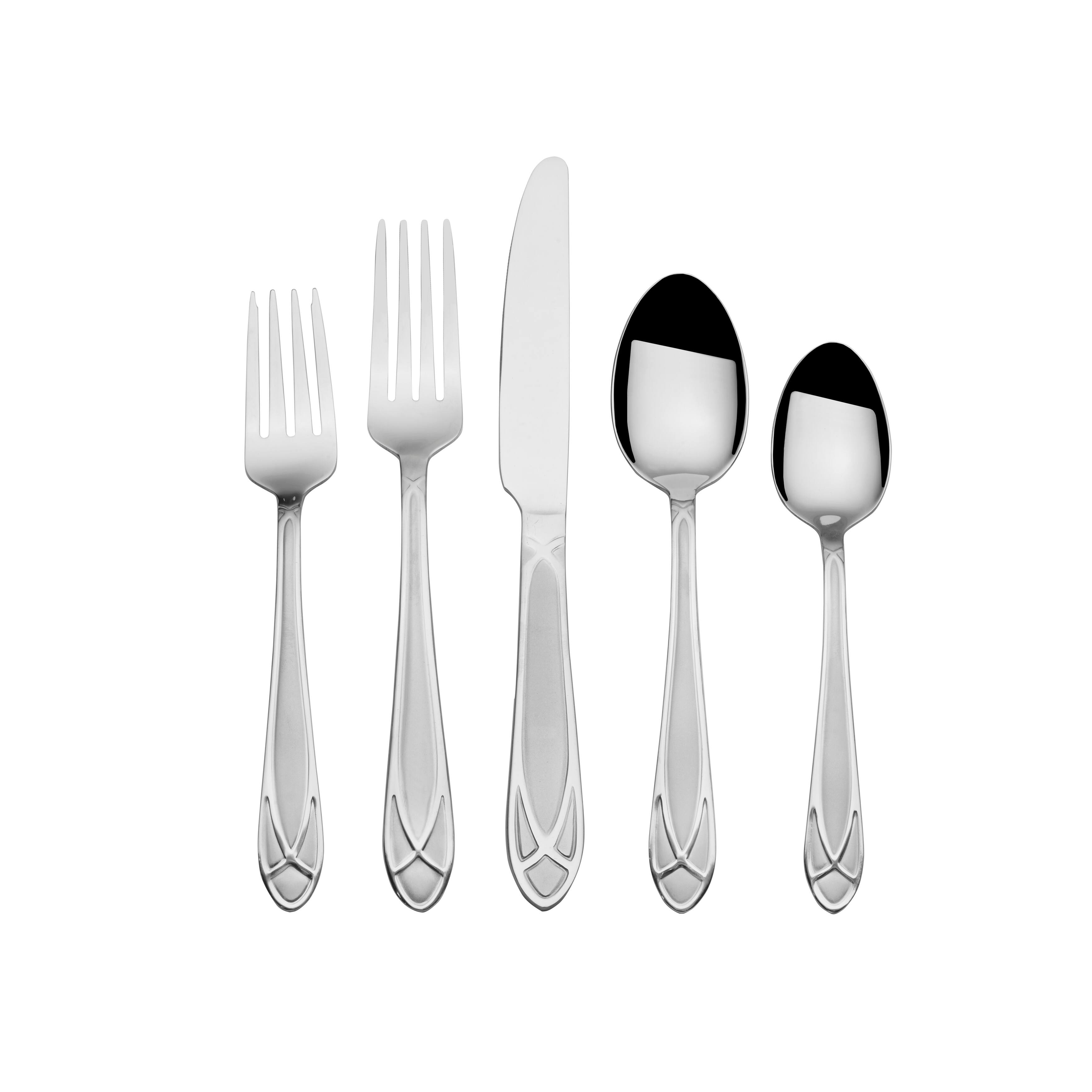 Pfaltzgraff Mirage Frost 42PC Stainless Steel Flatware Set with Caddy