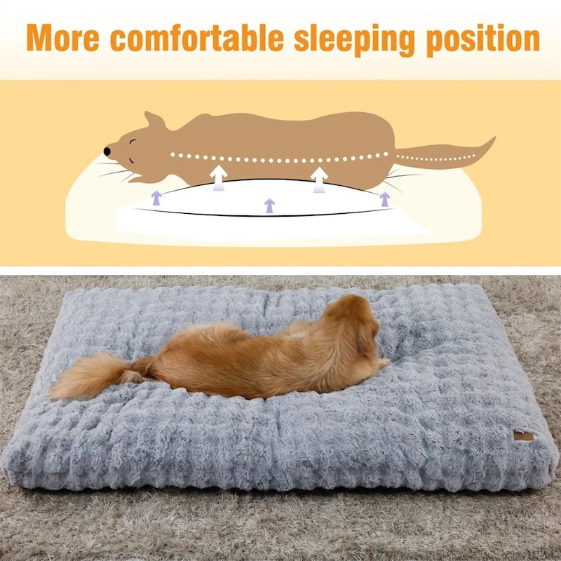 Washable Dog Bed Comfy Fluffy Kennel Pad Anti-Slip Pet Sleeping Mat Dogs Pillow