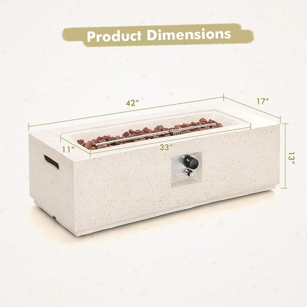42'' Terrazzo Fire Pit Table 50,000 BTU Rectangle Propane Fire Pit