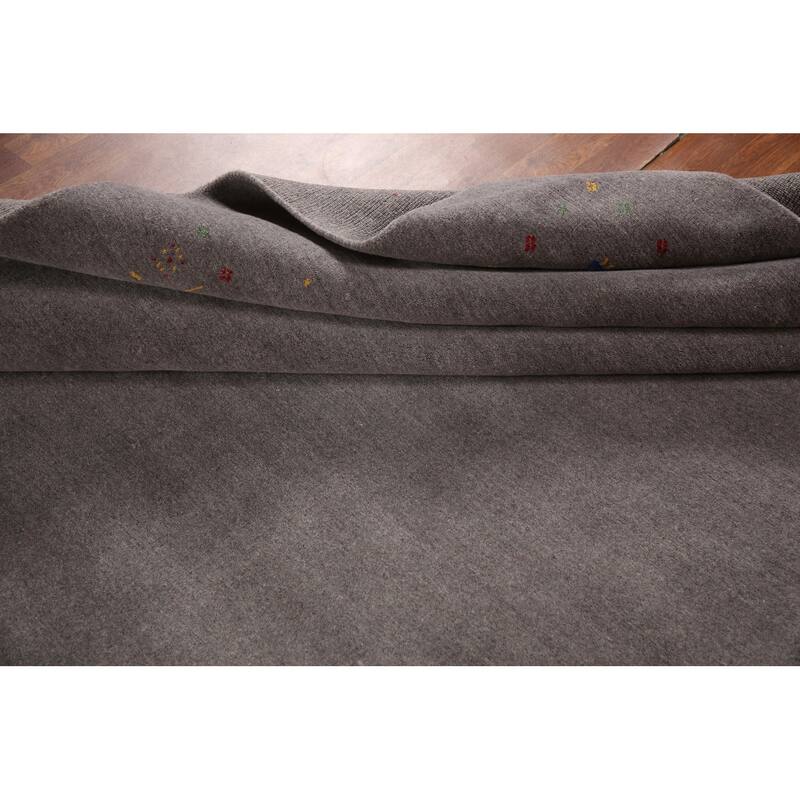 Tribal Gray Gabbeh Oriental Area Rug Handmade Wool Carpet - 7'9" x 9'10"