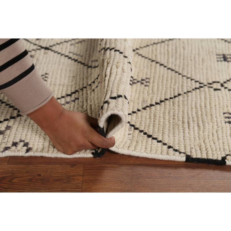 All-Over Trellis Moroccan Oriental Area Rug Handmade Wool Carpet - 3'11"x 6'9"