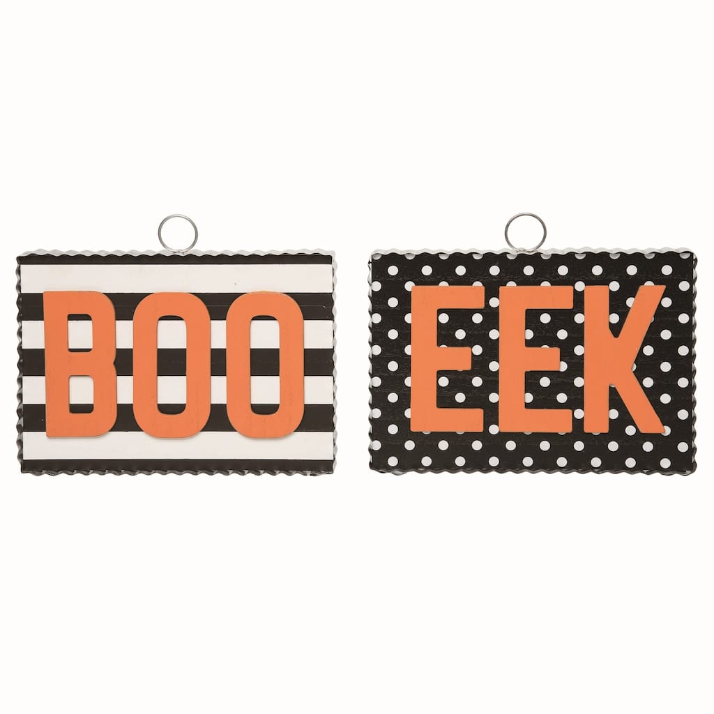 Transpac Wood 9.5 in. Multicolor Halloween Corrugated Frame Decor Set of 2