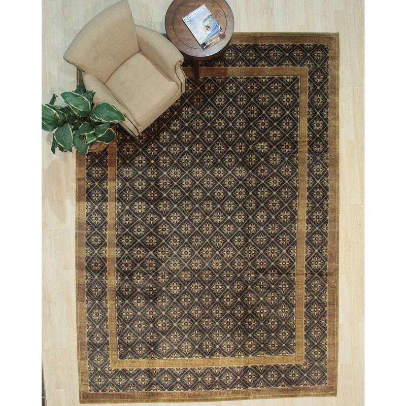Gray Handmade Wool Transitional Ningxia Rug, 8' x 10', soft stylish area accent - L