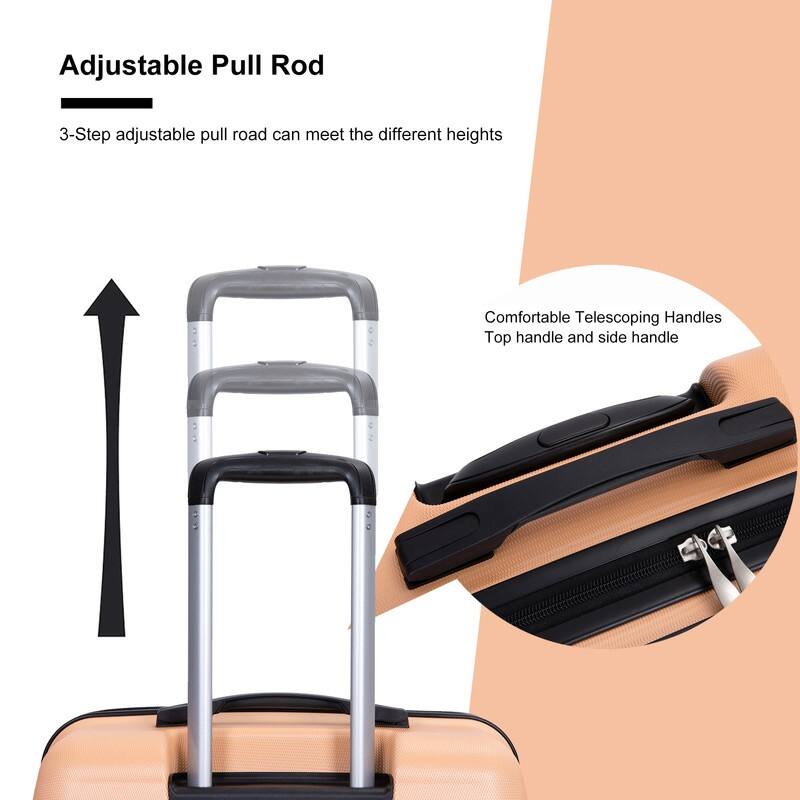 3PCS Expandable PC Lightweight Luggage Sets Suitcase with 2 Hooks,TSA Lock and Spinner Wheels