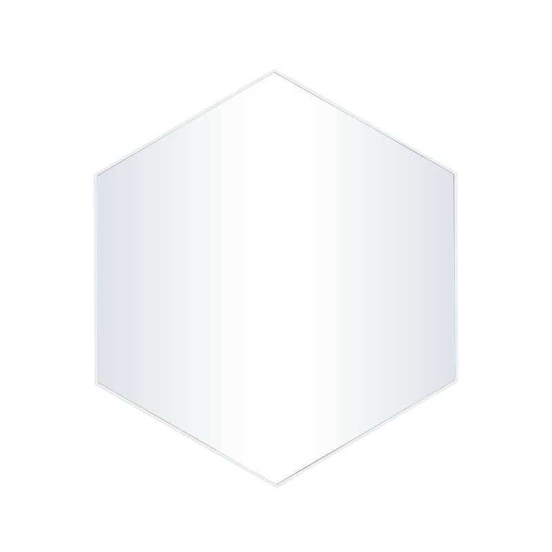 Contemporary Hexagon Wood Wall Mirror - Multiple Finishes and Sizes