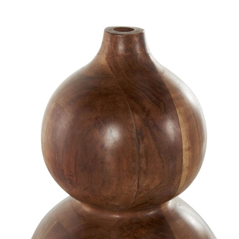 Wood Bubble Decorative Vase with Natural Wood Grains - Brown - Roche River Decor - 7"W x 7"L x 11"H