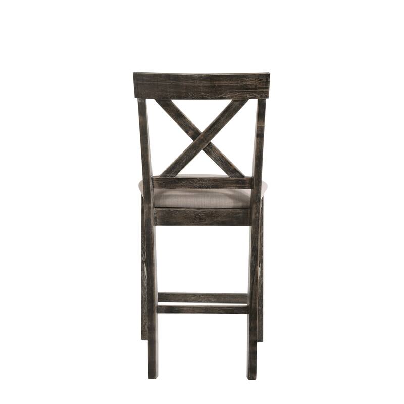 Martha II Tan Linen & Weathered Gray Finish Counter Height Chair (Set of 2)