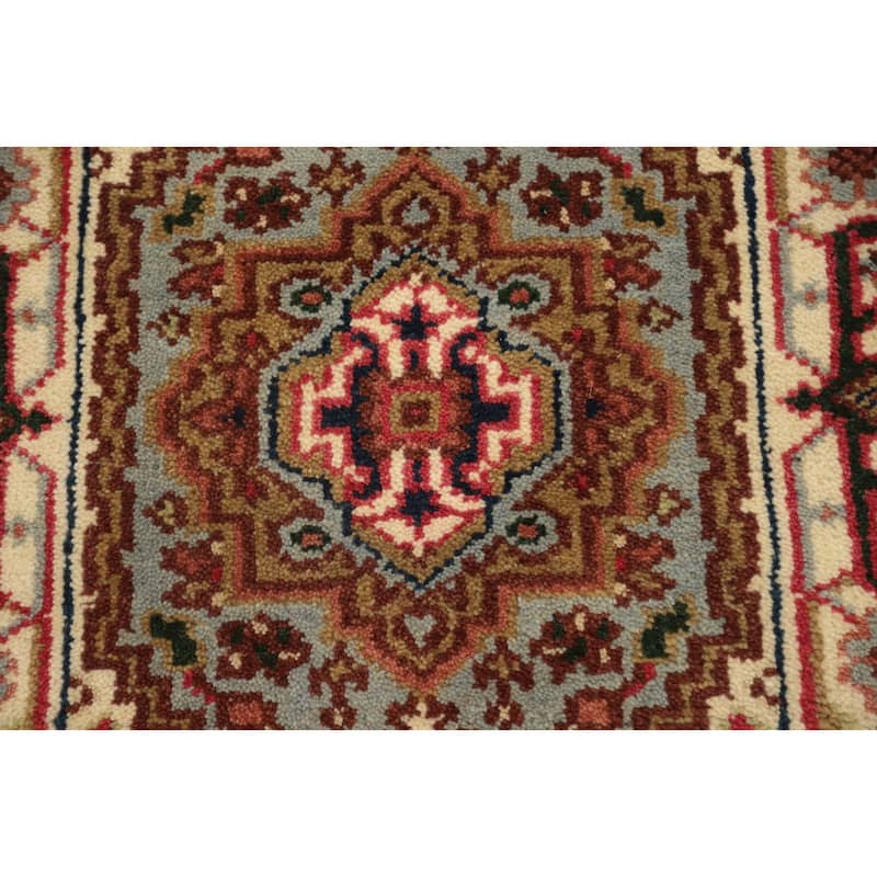 Hand Knotted Oriental 100% Wool Carpet Traditional Medallion Greys & Charcoal Heriz (serapi) Area Rug - 3' 0'' X 2' 0''