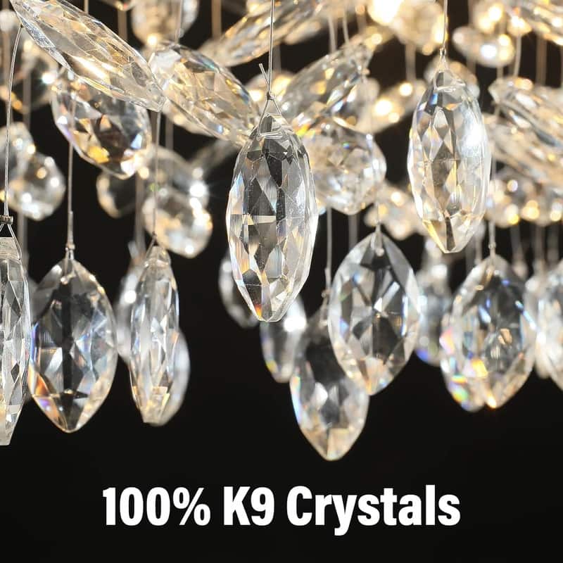 KAYLA 47.2" Modern 14-Lights Gold Luxury Crystal Linear Chandelier for Dining Room - N/A