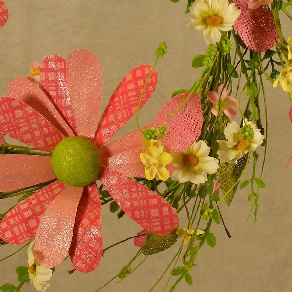 Shop 1 Pc 18 Inch Daisy Wreath W Burlap For Spring Easter Decor