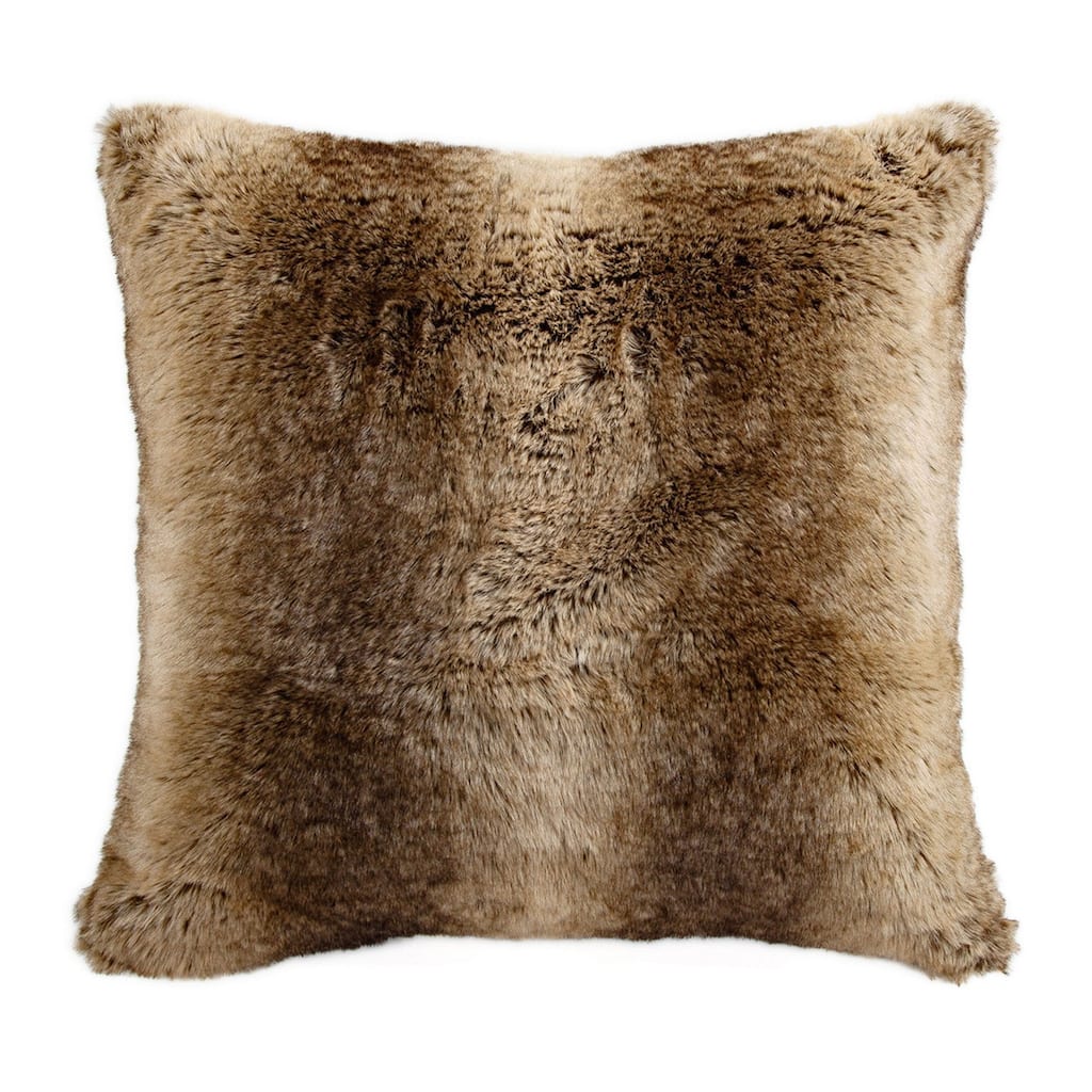 HiEnd Accents Faux Wolf Fur 26x26 inch Soft Decorative Pillow Cover Euro Sham