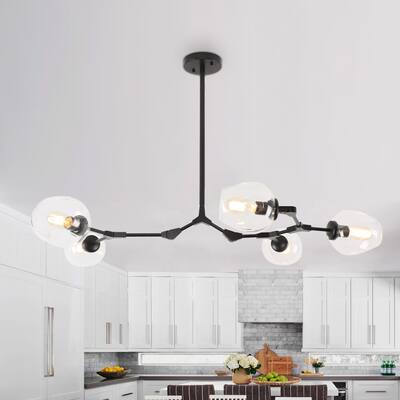 Oaks Aura Mid Century Modern 5-Light Black Ceiling Light Adjustable Sputnik Chandelier