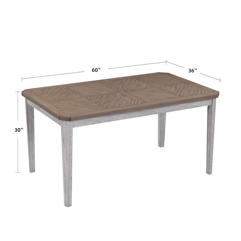 Minimalist 6-Piece Oak 60" Length Dining Set(1 Dining Table+4 Upholstered Chairs+1 Bench)