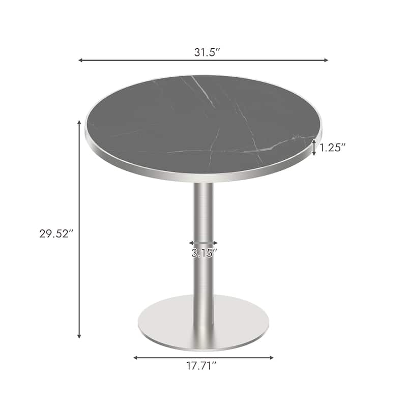 Square Modern Dinning Table 31.5 inches Bistro Table Tulip Table with Faux Marble top, Sturdy Metal Frame Diameter