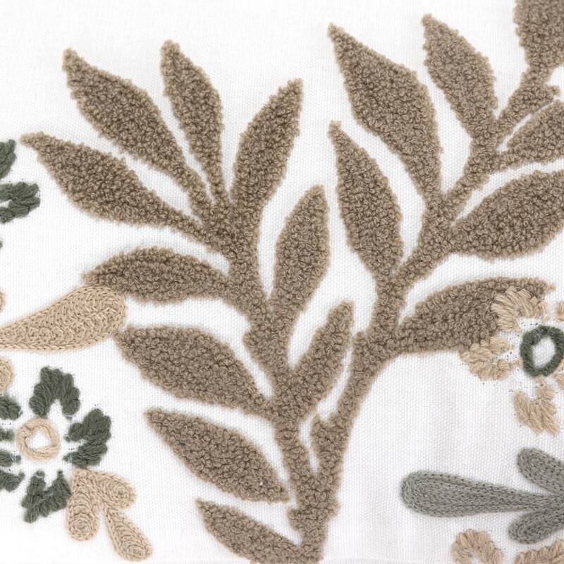 Rizzy Home Boho Botanical Embroidered Throw Pillow Cover Only