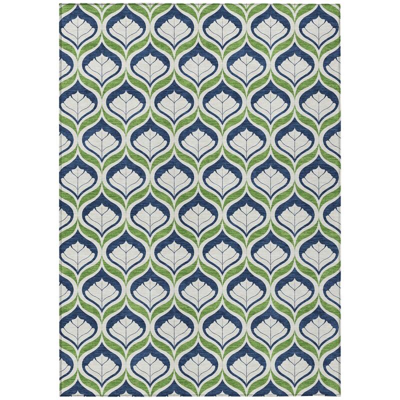 Machine Washable Indoor/ Outdoor Modern Trellis Chantille Rug