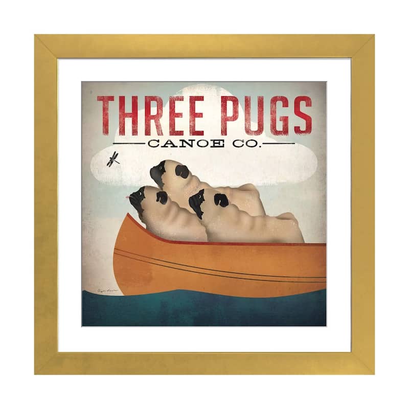 iCanvas "Three Pugs Canoe Co." by Ryan Fowler - Gold - 24x24x1