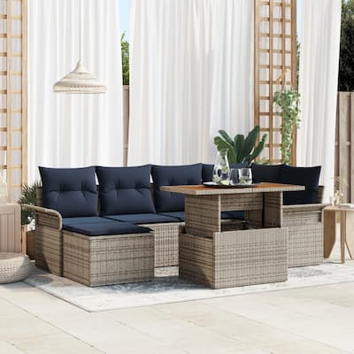 vidaXL 7 Piece Garden Sofa Set with Cushions - 95.5×52.2×27.2