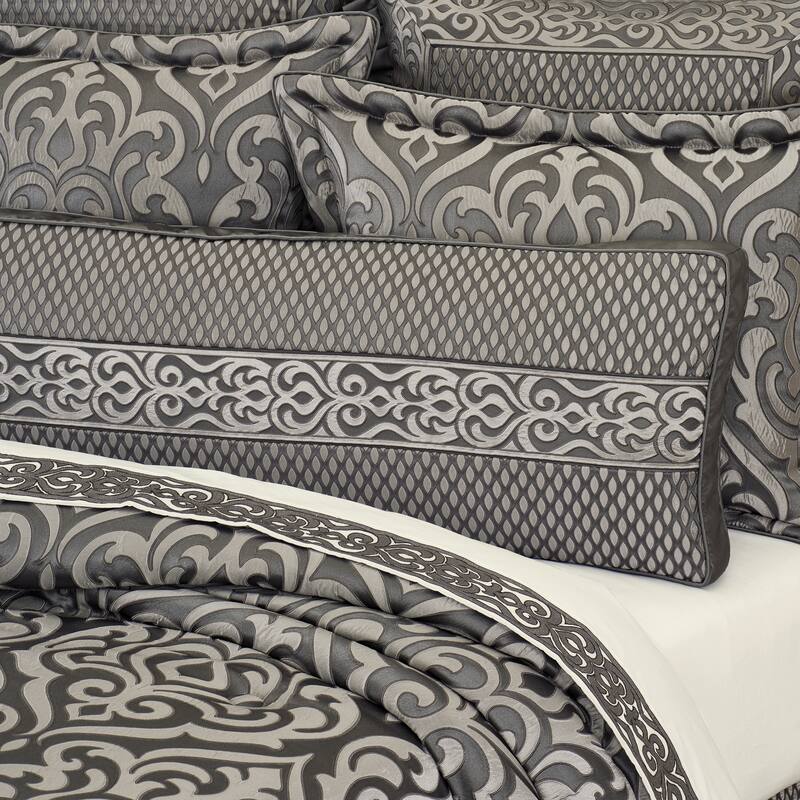 J. Queen New York Bolero Silver Bolster Decorative Throw Pillow - Accent - Polyester - Silver