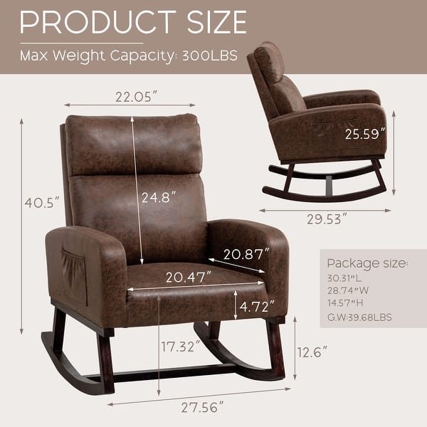 dimension image slide 0 of 9, HOMYKA 28" Wide Rocking Chair for Nursery with Solid Wood Leg Set of 2