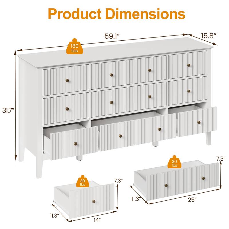 Dresser for Bedroom with 9 Drawers