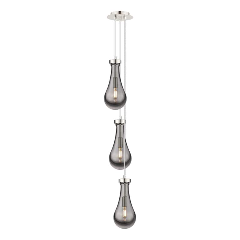 Innovations Lighting Malone - 6 Light 6" Cord Hung Multi Pendant - 6" Canopy - Striped Clear/Polished Nickel