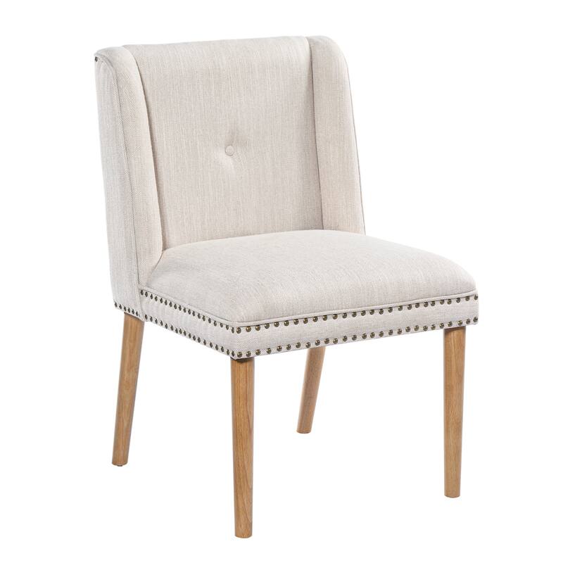 Christopher Knight Home - Light Luxury Upholstered Dining Chair with Rivet Trim & Rubber Wood Legs