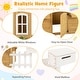preview thumbnail 8 of 7, Natural Fir Wood Kids Playhouse with White Windows, Bench and Flowerpot Holders - 80.5" L x 47" W x 55" H