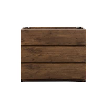 Modern Walnut Freestanding Bathroom Vanity, Maximized Drawer Storage, No Basin, 35.6"x17.9"x32.3" - 35.6in L