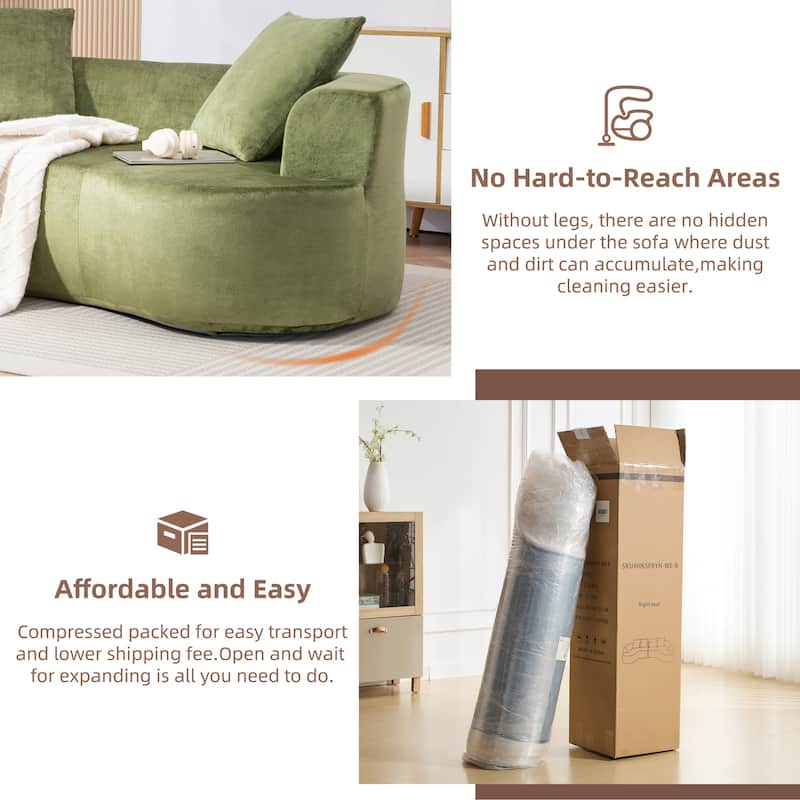XINMICS 78.74'' Modern Sectional Sofa, 2-Seater Chenille Sofa with 2 Pillows, U-Shape Foam Sofa No Assembly Required