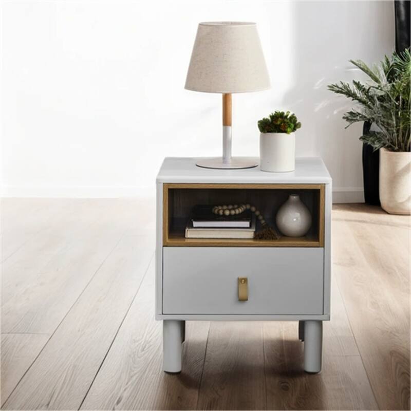 Modern Woode Bedside Table with Drawer and Legs