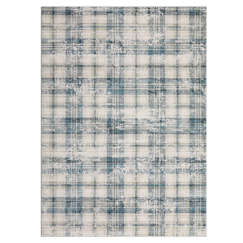 Garvee Earthy Plaid Soft Low Pile Foldable Area Rug