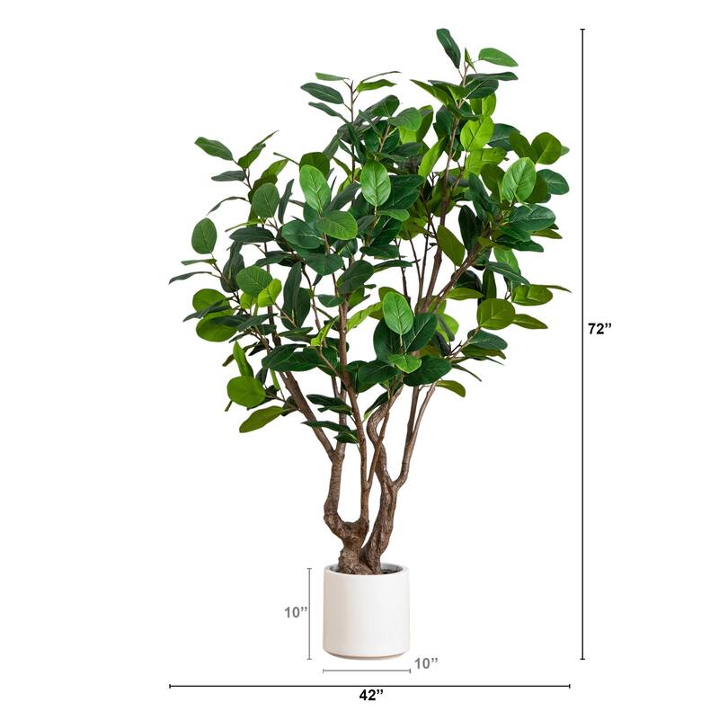 Audrey Ficus Leaf Artificial Potted Tree - 6'