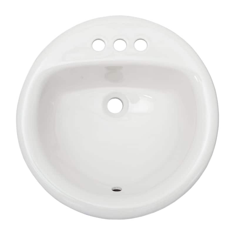 Fine Fixtures Ceramic 19-inch Drop-in Self Rimming White Bathroom Sink - 19" x 19"