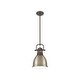 preview thumbnail 2 of 0, Yep by Golden Lighting Duncan 1-light 9in Rod Hung Pendant in Rubbed Bronze and Aged Brass shade