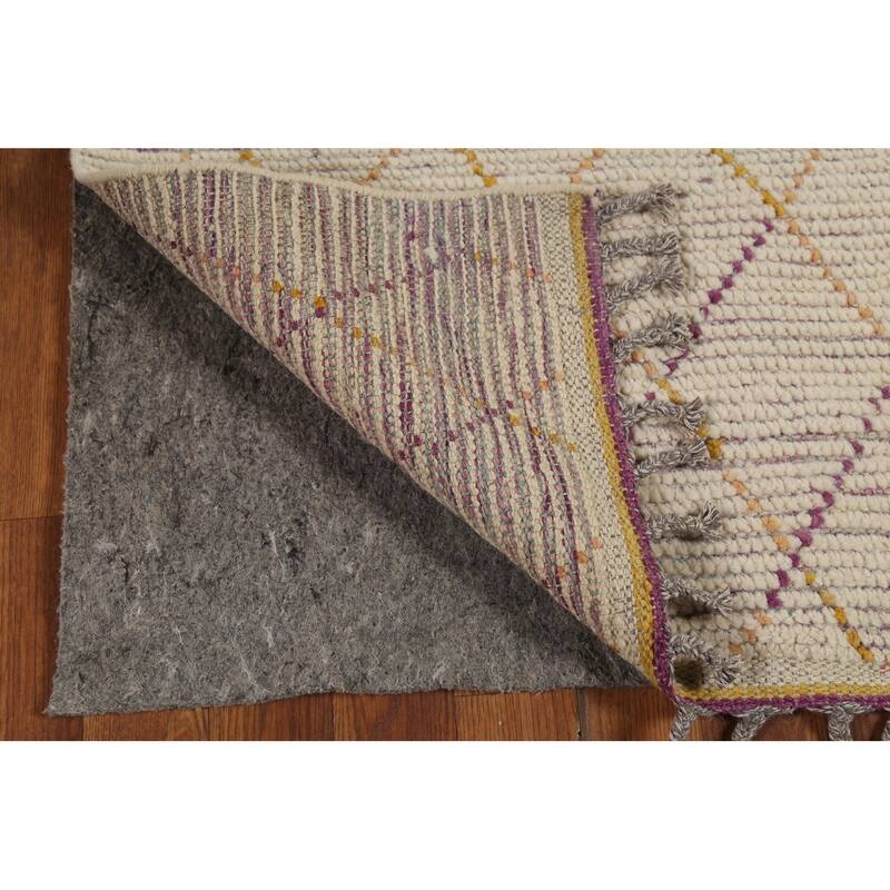 Trellis Moroccan Runner Rug Hand-Knotted Wool Carpet - 2'6"x 12'6"