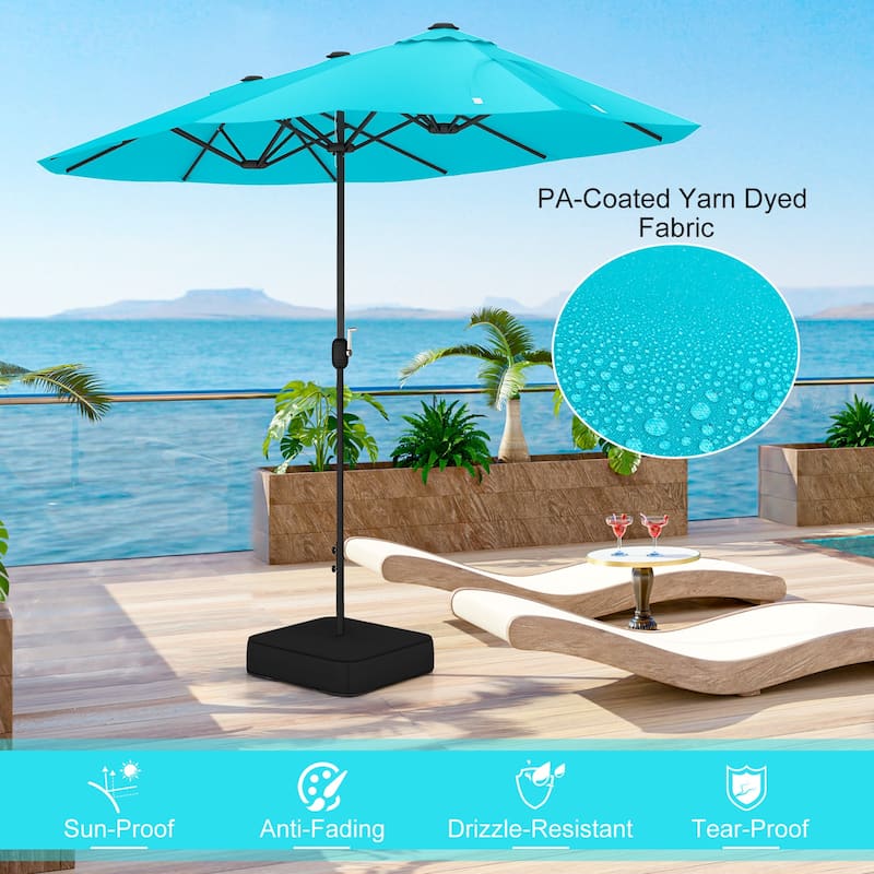 13FT Twin Table Patio Umbrella Double Sided with Crank for Outdoor Shade